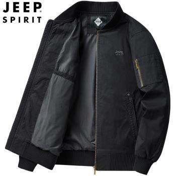 JEEP吉普飛行夾克男春秋純棉美式寬松休閑空軍外套棒球服上衣MA1