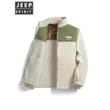 JEEP男士抓絨衣秋冬季防風沖鋒衣內膽加絨石墨烯蓄熱搖粒絨外套女