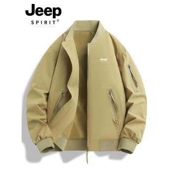 JEEP SPIRIT沖鋒衣男2025新款春秋青少年飛行夾克棒球服男士外套