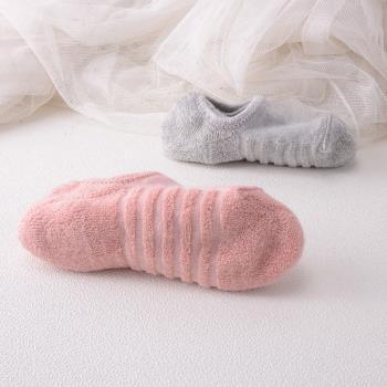 秋冬季純棉加厚毛圈男女襪子船襪毛巾底保暖防滑隱形淺口運動短襪