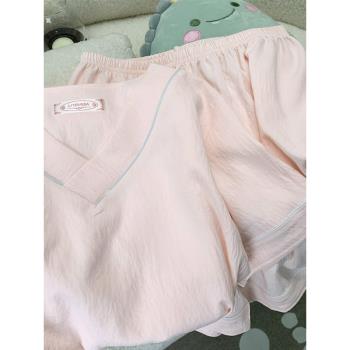睡衣女夏季純棉2025新款短袖薄款可愛甜美純色休閑大碼家居服套裝