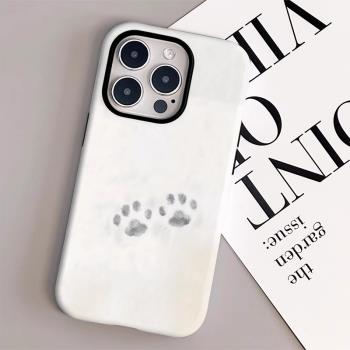 雪地上的爪印韓國菲林殼二合一適用蘋果16promax手機殼iPhone15新款14promax磨砂高階13防摔12日韓11保護殼