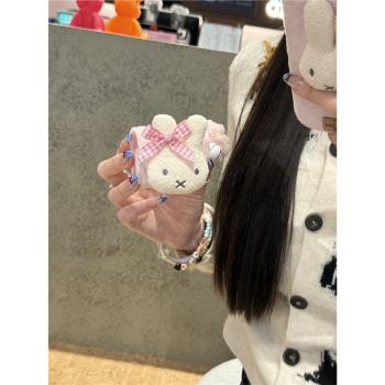 日韓可愛立體毛絨蝴蝶結米菲兔子AirPodspro二代保護套新款適用蘋果airpods4/2/3第三代無線藍牙耳機套軟殼