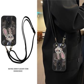 適用OPPOA9手機殼斜挎情侶兔子A5全包A11X軟矽膠K10pro帶掛繩k11x女A7卡通k9s掛脖k7保護套k12小眾5新款A8