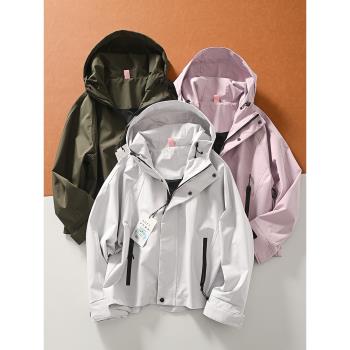 外貿女裝 防風防水短款沖鋒衣春季運動休閑徒步登山服風衣外套潮