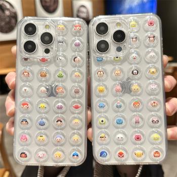 解壓泡泡迪士尼公主適用蘋果15promax手機殼史迪仔iphone14pro透明13新款14pro女xs卡通7矽膠8plus創意xr米妮