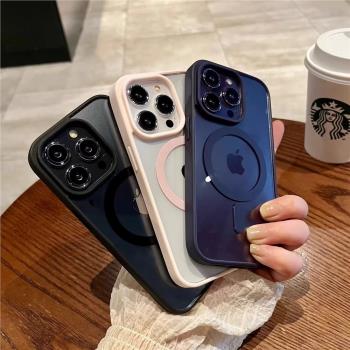 馬卡龍磁吸殼適用蘋果16PRO亞克力手機殼iphoneXR/15簡約防摔保護套16E