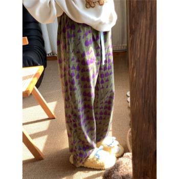 秋冬新品 全棉磨毛寬松睡褲可外穿家居長褲