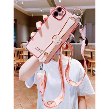 適用於蘋果11手機殼腕帶電鍍全包攝像頭iphone11pro矽膠保護套女潮蘋果11pro MAX軟殼高檔蘋果11支架iphone11
