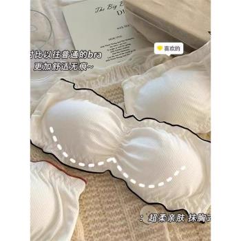 少女無肩帶無痕防掉薄款隱形聚攏文胸學生無鋼圈內衣抹胸防走光女