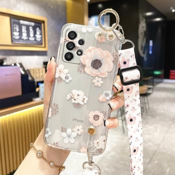 適用三星A54手機殼Galaxy A53保護套A52S腕帶A55斜挎背帶A51透明A34矽膠A24全包A14防摔A13掛繩掛脖女新款5G