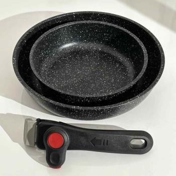 麥飯石不粘煎鍋湯鍋可拆卸手柄萬能通用鍋把手一鍋多用