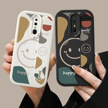 適用oppoa9x手機殼a9保護套oppo a9x全包PCEM00防摔0ppoa9x新a9×矽膠0pp0a9x外殼poopa9小羊皮腕帶支架笑臉