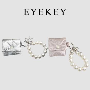 eyekey高階感小眾秋冬充棉星星印花適用蘋果Airpods2/4代無線藍牙耳機保護套3Pro軟殼AirpodsPro少女鏈條翻蓋