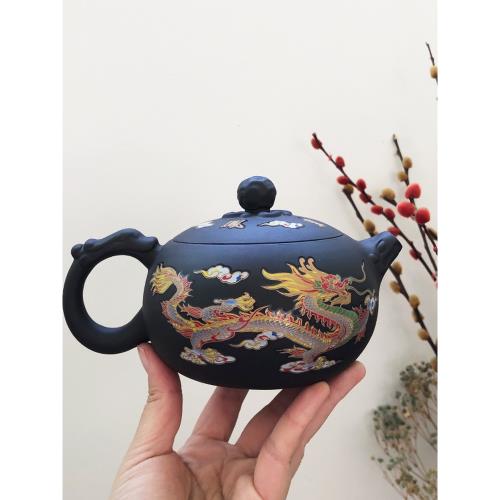 變色】原礦紫砂龍鳳呈祥西施壺情侶對杯仿古喝茶杯禮品紫砂壺|茶壺