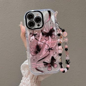 飛舞蝴蝶鏈條適用於OPPOA5PRO手機殼A97/A3PRO矽膠A1x/A55s防摔A58x/A72氣囊女A57/A96保護套A3活力版A53/A2M