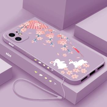 適用蘋果11手機殼新款iPhone11 promax液態矽膠11pro可愛兔兔max直邊pro全包防摔ins高階保護套男女創意外殼