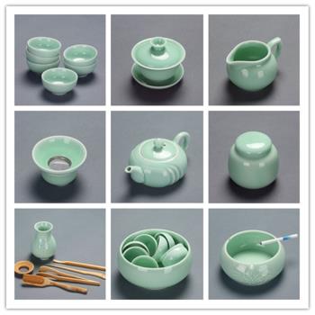 青瓷功夫茶具套裝單品主人杯品茗杯茶壺蓋碗茶洗六君子茶盤組合