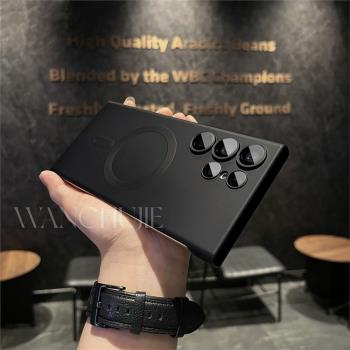 金屬漆無邊框散熱適用三星s25ultra磁吸手機殼Galaxy s24ultra自帶鏡頭膜galaxyS23Ultra超薄簡約防摔保護套