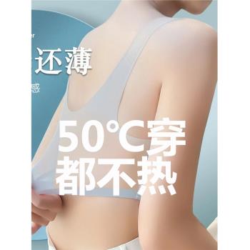 夏季舒適超薄冰絲聚攏無痕內衣女大碼美背透氣無鋼圈防下垂文胸
