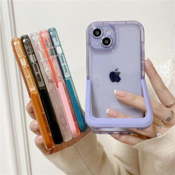 透明全包太空殼支架適用iPhone15Pro Max手機殼12蘋果16pro純色11透色14pro防摔13pm簡約小眾15plus極簡男女