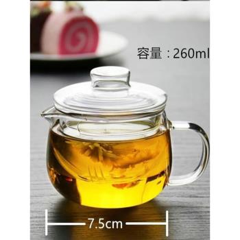 單人小容量耐熱高溫玻璃迷你花茶泡茶壺透明功夫茶具小號茶壺過濾