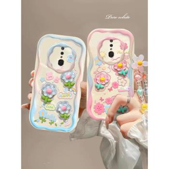 適用oppoa9手機殼a9x保護套全包防摔不透明水滴殼矽膠PCEM00立體PCAT10防滑a9女a9x流行0ppoa9x新款水藍花