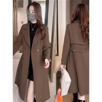時尚風衣外套女加絨加厚2024年冬季新款洋氣顯瘦百搭減齡保暖大衣