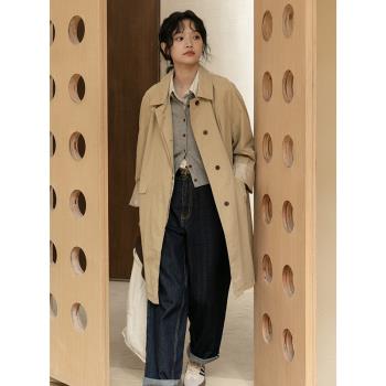 文藝復古中長款風衣外套女2025春季新款高階感翻領顯瘦小個子上衣
