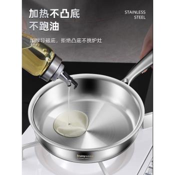 無塗層316不銹鋼平底鍋家用不粘鍋食品級加厚電磁爐專用牛排煎鍋