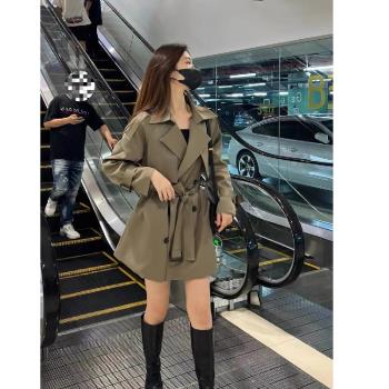 赫本風氣質西裝連衣裙女秋冬2024加厚收腰工裝外套高階感風衣大衣