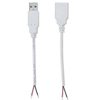 USB單頭數據線 公頭母頭4芯USB數據線小風扇電源線四芯二充電線手機usb2芯線熒光板led燈條A公母頭插口供電線