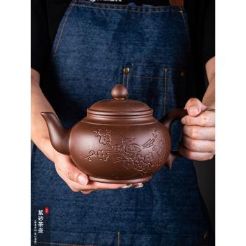 中式紫砂壺茶壺大號泡茶壺單壺大容量陶瓷半手工家用功夫茶具茶杯