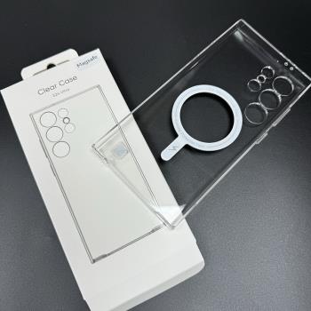 磁吸無線充電magsafe適用三星s24ultra透明手機殼s25U保護套S23U全包鏡頭高透s22U新款防摔s23fe超薄簡約S23+