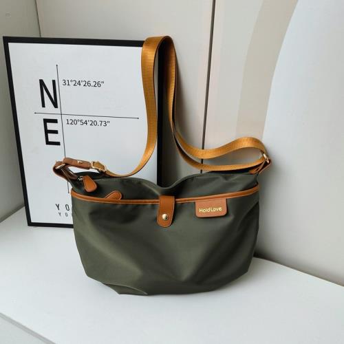 2025新款尼龍配皮潮流百搭斜背包休閑質感牛津布女包單肩斜挎包女