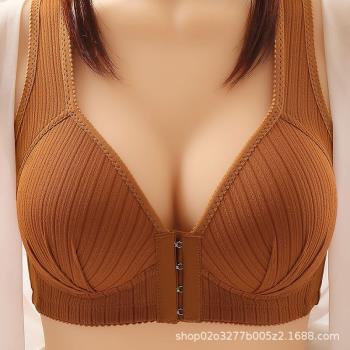 新款大碼前扣式哺乳內衣聚攏側收舒適透氣吸汗美背胖中老年文胸