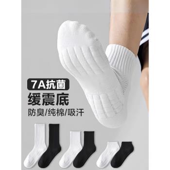 【7A抗菌】男士襪子春夏季純棉毛巾底加厚運動襪中筒襪籃球長筒襪