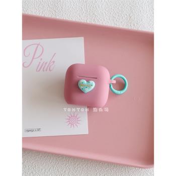 韓系ins風碎花愛心適用於airpods4蘋果耳機保護套airpodspro2藍芽無線耳機殼ipod3三代連體矽膠二代盒pro矽膠