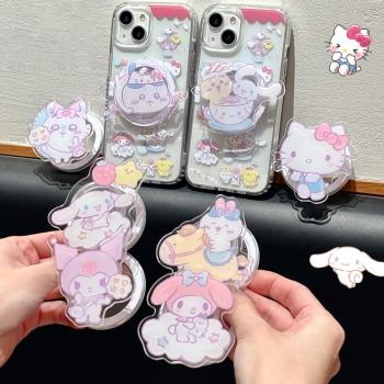 三麗鷗聯名吉伊卡哇適用蘋果16pro磁吸支架手機殼iphone15promax透明14/13magsafe無線充電12明星同款全包殼