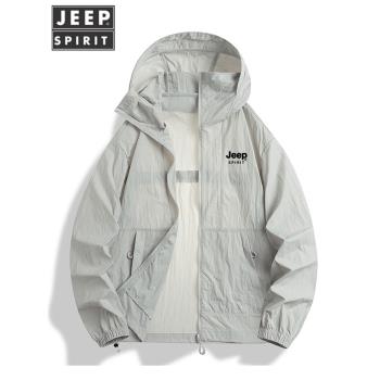JEEP夏季冰絲防曬衣男士外套新款戶外防紫外線薄款運動防曬釣魚服