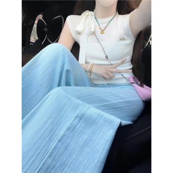 夏裝搭配一整套時尚韓劇穿搭高階感小洋裝氣質上衣闊腿褲兩件套裝