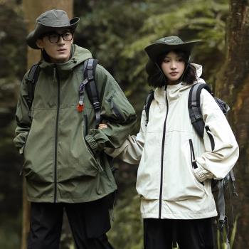 2025春季新款防風防水沖鋒衣夾克男裝連帽戶外登山男女休閑外套潮