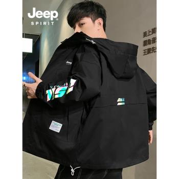 JEEP外套男2025春秋款新款韓版潮流秋季休閑工裝夾克男裝秋裝上衣
