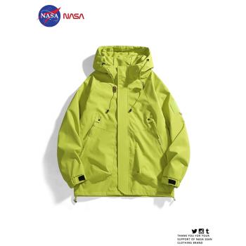 NASA聯名戶外工裝防風防水沖鋒衣夾克男女款寬松百搭潮流情侶外套