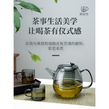 玻璃茶壺耐高溫大容量茶水壺茶水分離圓形煮茶壺泡茶壺2025新款