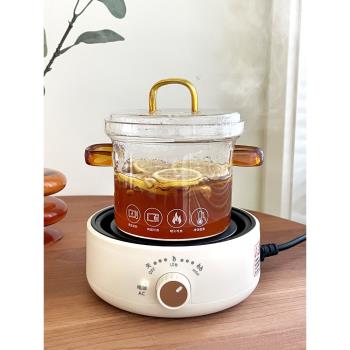 家用500W小型電陶爐高硼矽玻璃養生杯辦公室女生煮茶器養生花茶壺