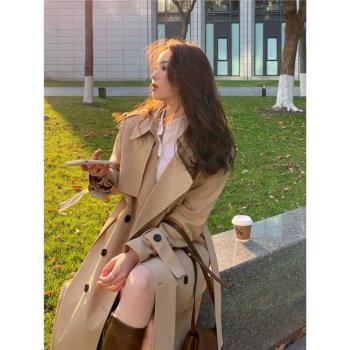 風衣外套女春秋2024年新款流行中長款小個子英倫風高階感過膝大衣