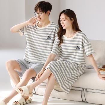 南極人女中裙短袖純棉情侶睡衣
