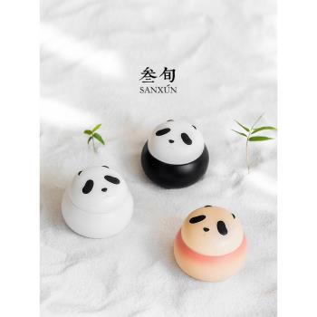 叄旬熊貓茶葉罐陶瓷家用精品小號儲茶罐創意高檔擺件防潮密封罐子
