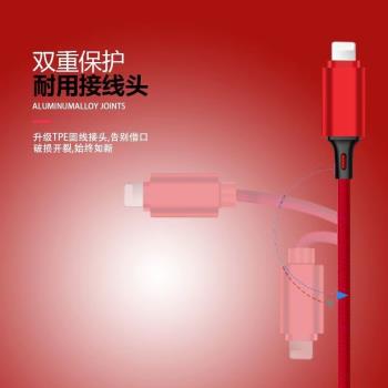 三合一5a快充數據線適用蘋果type-c安卓車載編織一拖三加長充電線